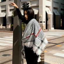 Load image into Gallery viewer, Mini Keffiyeh Black & White Makateeb (Messages) By SEP