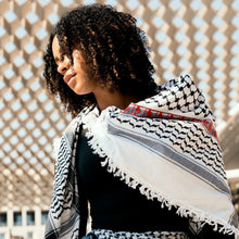 Load image into Gallery viewer, Mini Keffiyeh Black & White Makateeb (Messages) By SEP
