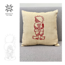 Load image into Gallery viewer, Palestinian Cushion with Hand-Embroidered Handala Design