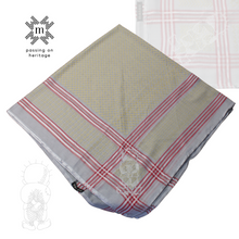 Load image into Gallery viewer, Red and Grey Keffiyeh Scarf with Hand-Embroidered Handala Design (white)