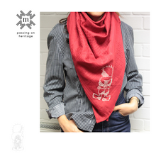 Load image into Gallery viewer, Red Keffiyeh scarf with Hand-Embroidered Handala Design