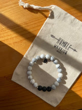 Load image into Gallery viewer, White Howlite and Black Lava Stone Humble Bracelet