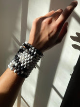 Load image into Gallery viewer, White Howlite and Black Lava Stone Humble Bracelet