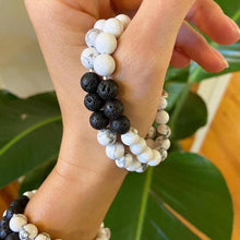 Load image into Gallery viewer, White Howlite and Black Lava Stone Humble Bracelet