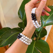 Load image into Gallery viewer, White Howlite and Black Lava Stone Humble Bracelet