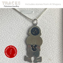 Load image into Gallery viewer, Silver Handala pendant necklace with stones from Al-Shajara
