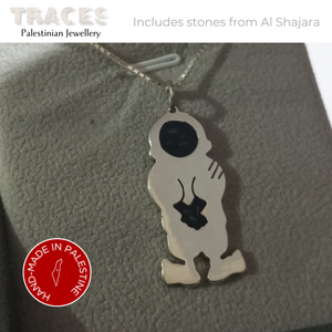 Silver Handala pendant necklace with stones from Al-Shajara