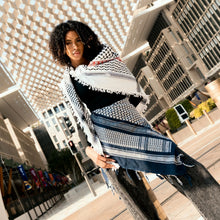Load image into Gallery viewer, Mini Keffiyeh Black &amp; White Makateeb (Messages) By SEP
