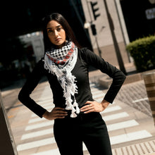 Load image into Gallery viewer, Mini Keffiyeh Black &amp; White Makateeb (Messages) By SEP
