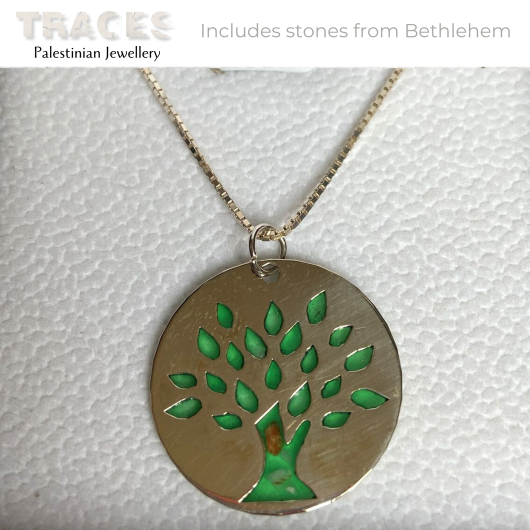 Silver Olive Tree Pendant Necklace