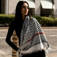 Load image into Gallery viewer, Mini Keffiyeh Black &amp; White Makateeb (Messages) By SEP
