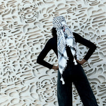 Load image into Gallery viewer, Mini Keffiyeh Black &amp; White Makateeb (Messages) By SEP
