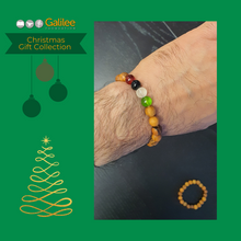 Load image into Gallery viewer, Unisex Palestine-coloured 100% Olive Wood bracelet in medium size
