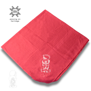 Red Keffiyeh scarf with Hand-Embroidered Handala Design