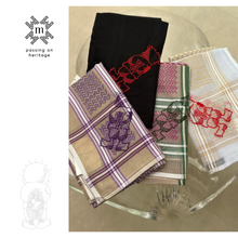 Load image into Gallery viewer, Keffiyeh Scarf with Hand-Embroidered Handala Design
