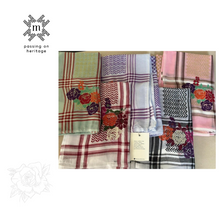 Load image into Gallery viewer, Keffiyeh Scarf with Hand-Embroidered Floral Design
