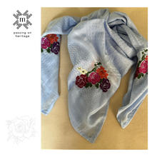 Load image into Gallery viewer, Keffiyeh Scarf with Hand-Embroidered Floral Design
