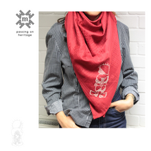 Load image into Gallery viewer, Red Keffiyeh scarf with Hand-Embroidered Handala Design
