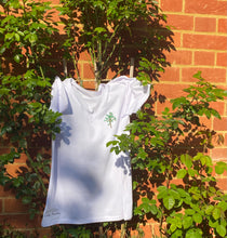 Load image into Gallery viewer, Womens Short-Sleeved White T-shirt with Tree Design
